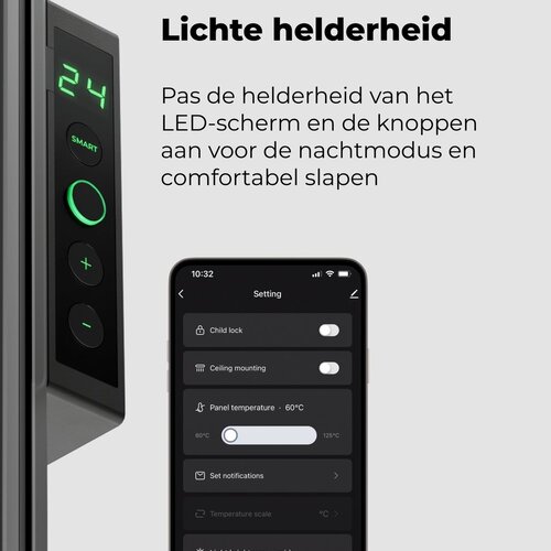 AENO AENO GH4S slimme infrarood verwarmingspaneel - LED-scherm - Red Dot winnaar 2023 voor design en verwarmingstechnologie - Bluetooth - WIFI - 700 Watt - Elektrische kachel - Verwarmingsplaat - Infrarood + convectie - Zwart