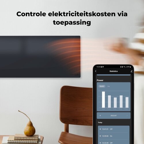 AENO AENO GH4S slimme infrarood verwarmingspaneel - LED-scherm - Red Dot winnaar 2023 voor design en verwarmingstechnologie - Bluetooth - WIFI - 700 Watt - Elektrische kachel - Verwarmingsplaat - Infrarood + convectie - Zwart