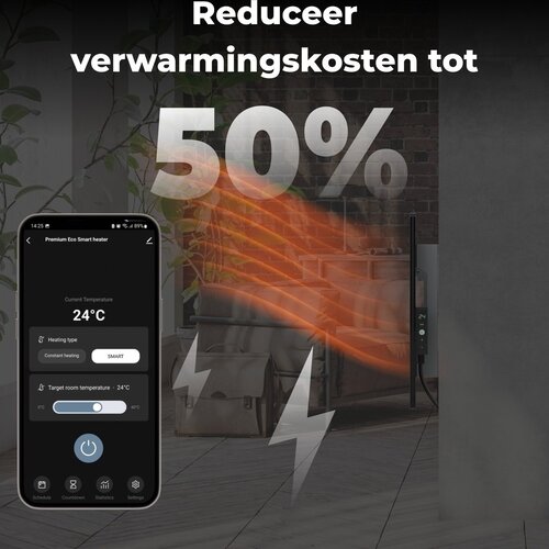 AENO AENO GH4S slimme infrarood verwarmingspaneel - LED-scherm - Red Dot winnaar 2023 voor design en verwarmingstechnologie - Bluetooth - WIFI - 700 Watt - Elektrische kachel - Verwarmingsplaat - Infrarood + convectie - Zwart