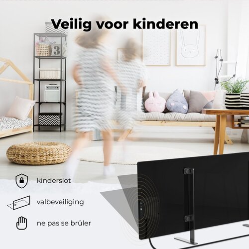 AENO AENO GH4S slimme infrarood verwarmingspaneel - LED-scherm - Red Dot winnaar 2023 voor design en verwarmingstechnologie - Bluetooth - WIFI - 700 Watt - Elektrische kachel - Verwarmingsplaat - Infrarood + convectie - Zwart