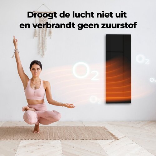 AENO AENO GH4S slimme infrarood verwarmingspaneel - LED-scherm - Red Dot winnaar 2023 voor design en verwarmingstechnologie - Bluetooth - WIFI - 700 Watt - Elektrische kachel - Verwarmingsplaat - Infrarood + convectie - Zwart