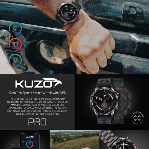 Veho Veho Kuzo Pro Sports Smartwatch With GPS | VSW-004-PRO-B