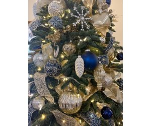 Set van 12 fluwelen kerstballen voor elegante boom en huisdecoratie, perfect voor vakantievertoningen (puur blauw
