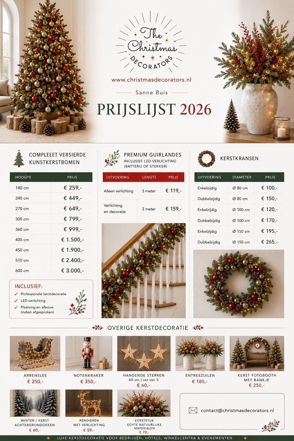 prijzen kerstboom huren kantoor