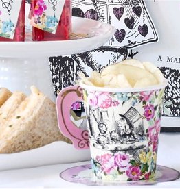 Alice in Wonderland Paper Cups with Saucers