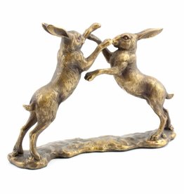 Boxing Bronze Twin Hares