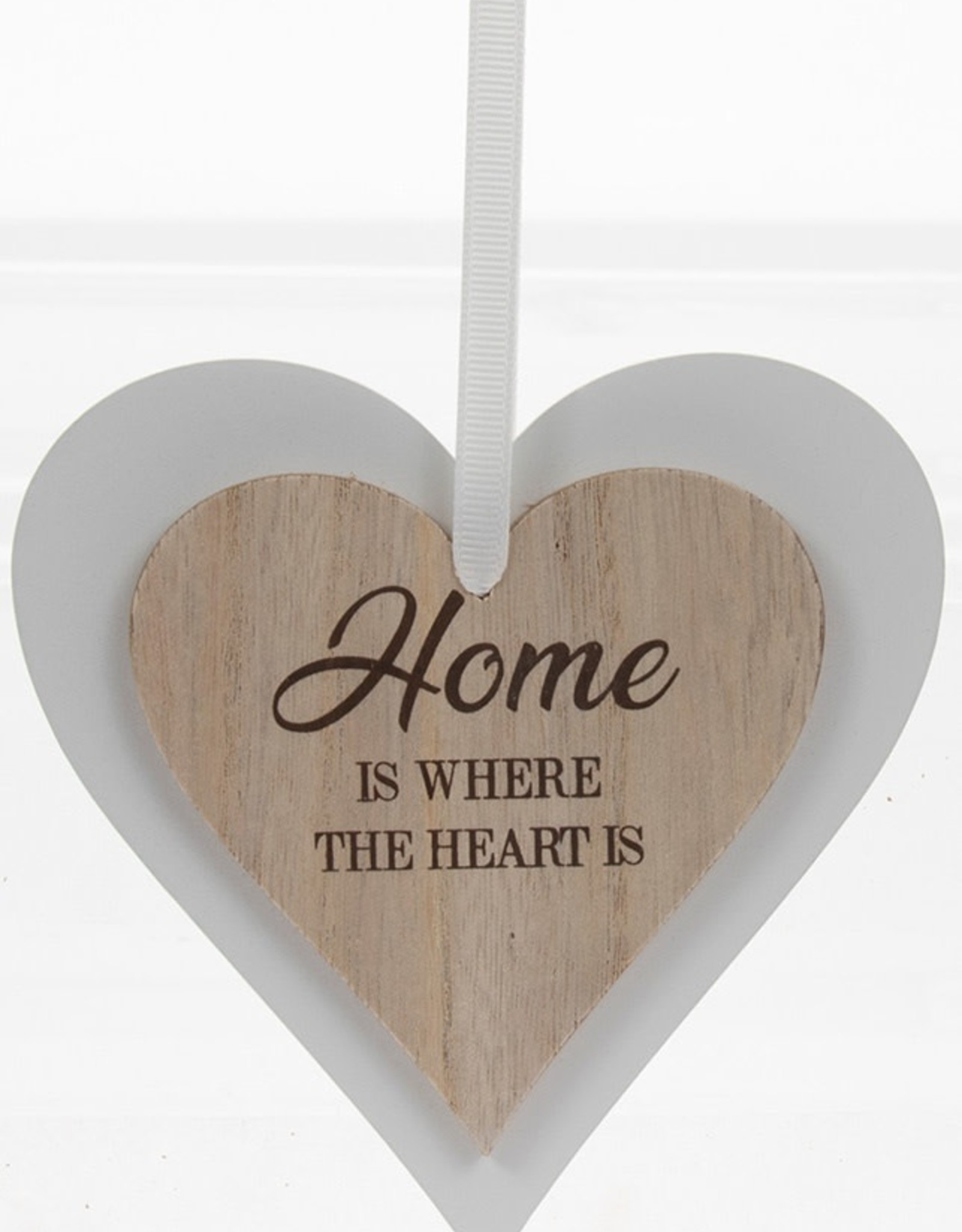 Natural Double Heart Plaque - Home