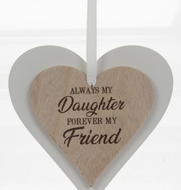 Natural Double Heart Plaque - Daughter