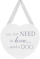 All You Need Is a Dog White Heart Plaque