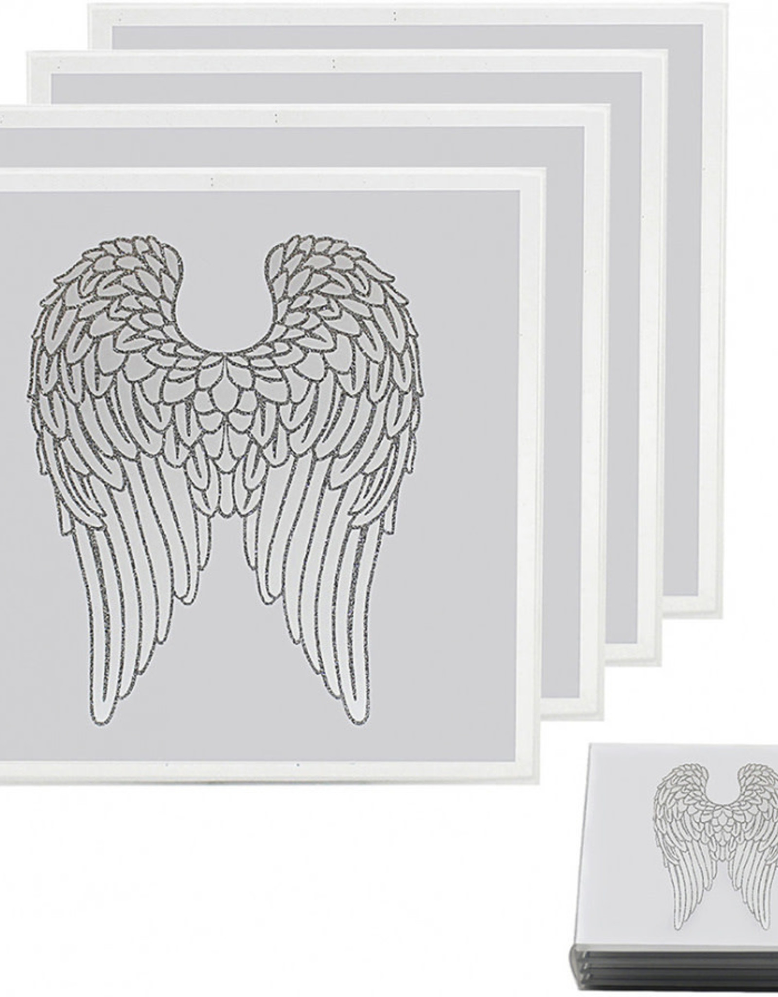 Angel Wings Mirrored Coasters, Set of 4