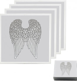Angel Wings Mirrored Coasters, Set of 4