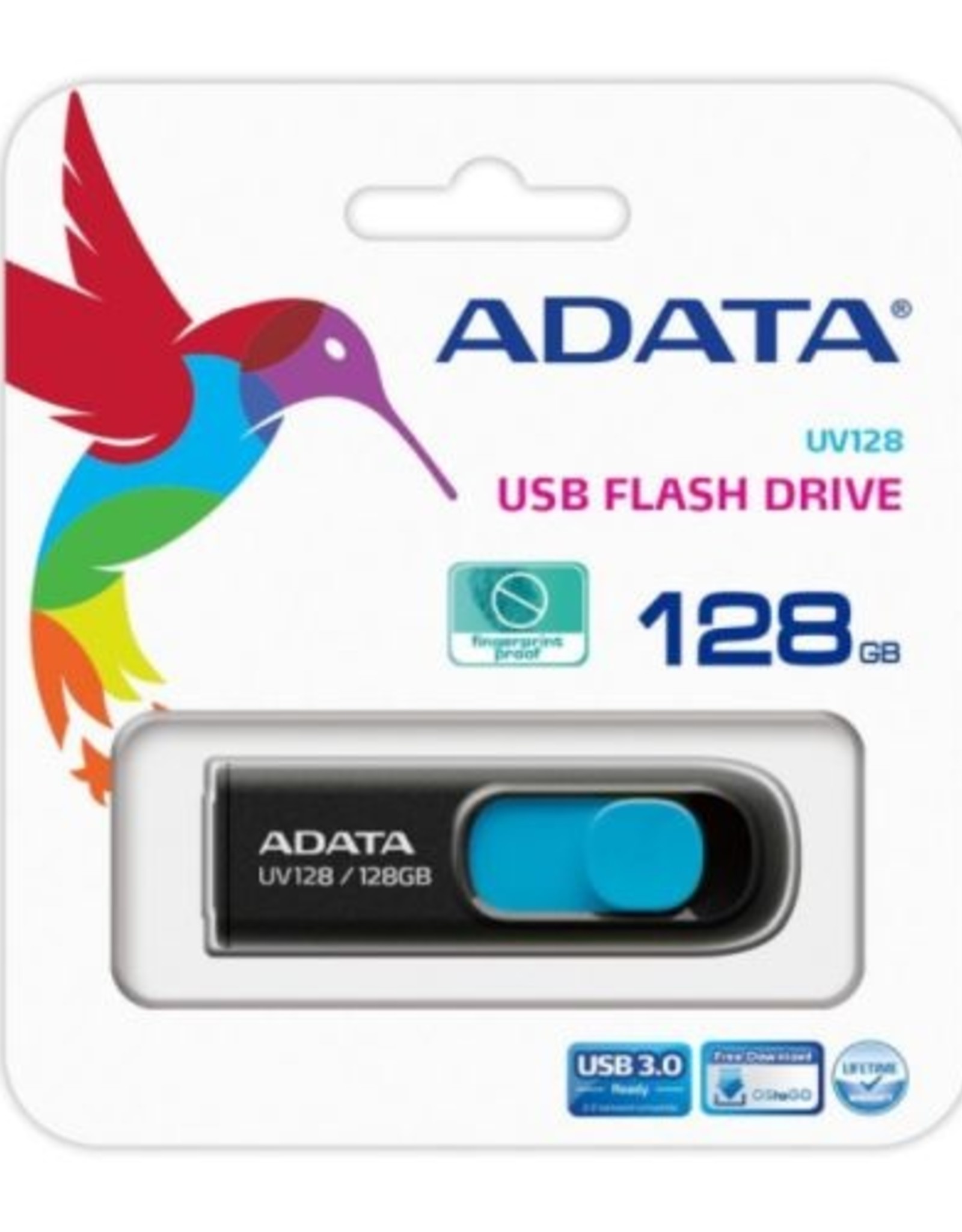 ADATA ADATA USB3.0 MEMORY PEN (UV128), 128GB, RETRACTABLE, SCRATCH-PROOF