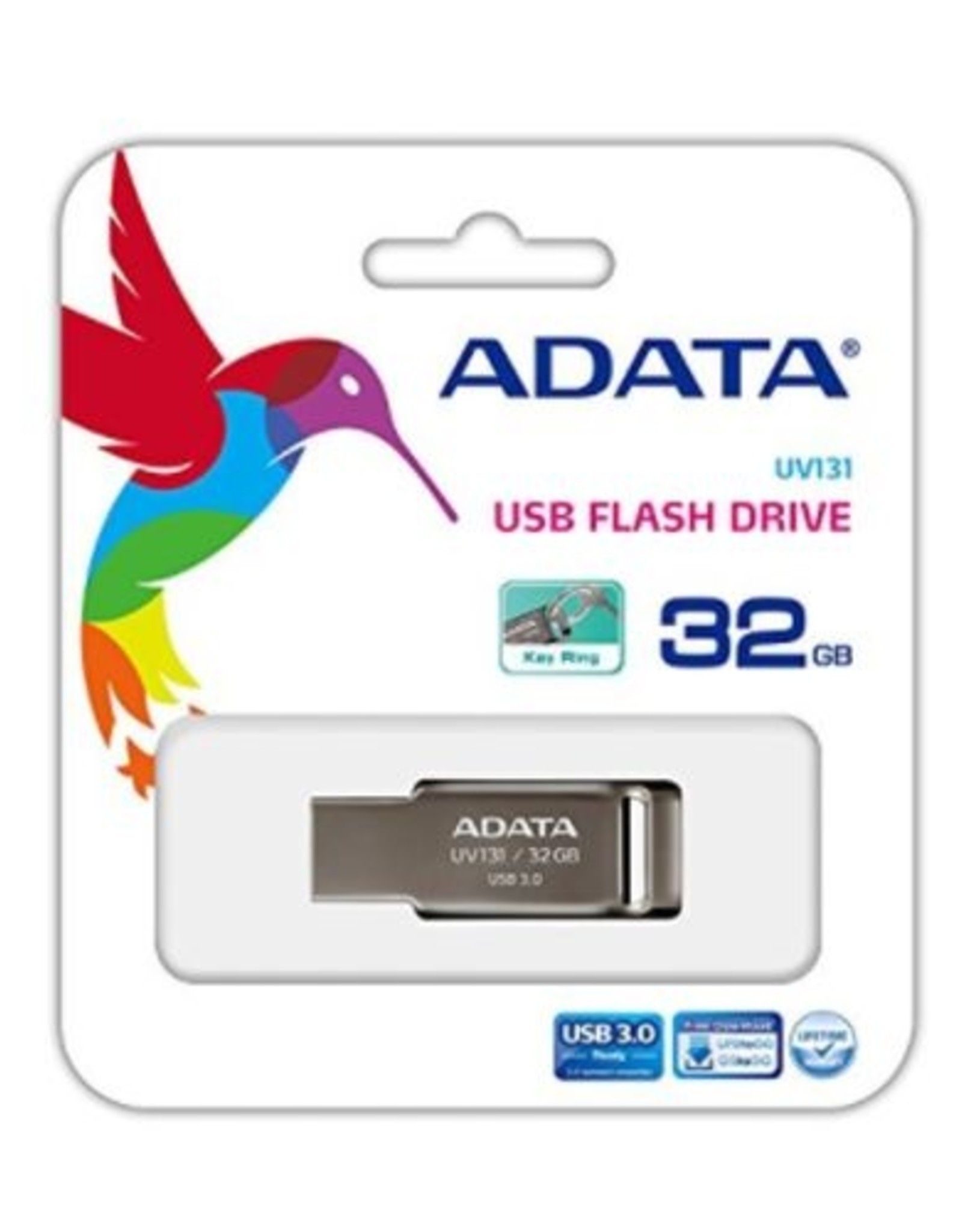 ADATA ADATA USB3.0 MEMORY PEN (UV131), 32GB, CHROMIUM GREY ZINC-ALLOY, CAPLESS