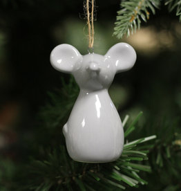 Hanging Ceramic Grey Mouse, 6.5cm