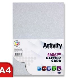 PREMIER ACTIVITY A4 250gsm GLITTER CARD 10 SHEETS - SILVER