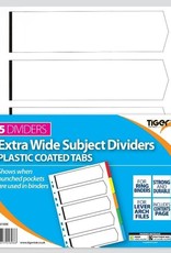 TIGER CARD DIVIDERS WITH PLASTIC TABS 5 PART EXTRA WIDE