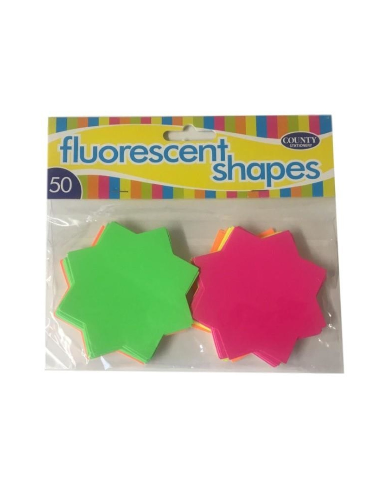 COUNTY FLUORESCENT STARS 74MM 50 PACK