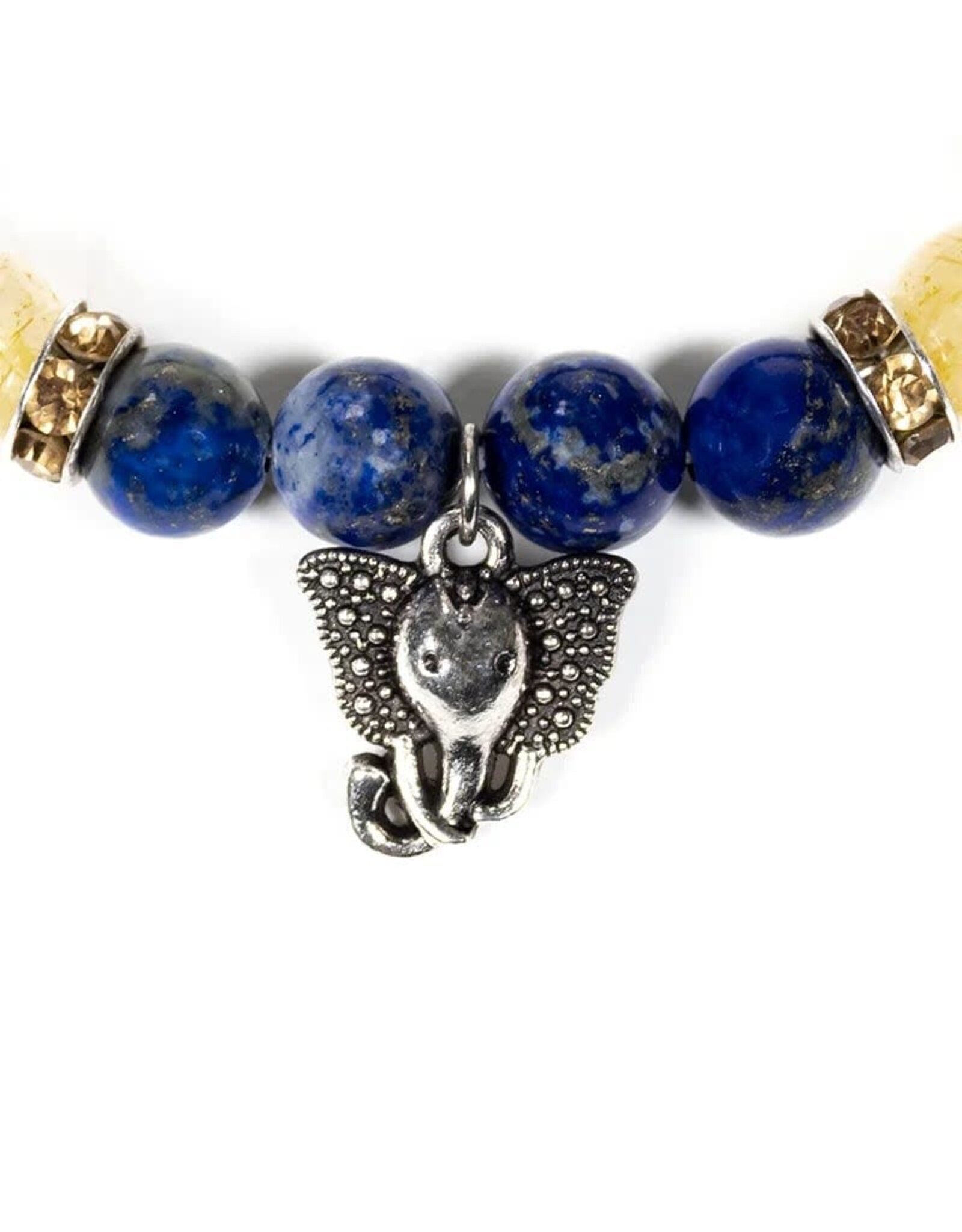 Armband Lapis Lazuli - Rutielkwarts met Ganesha