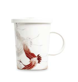 Theebeker met filter | Kraanvogel | Wit