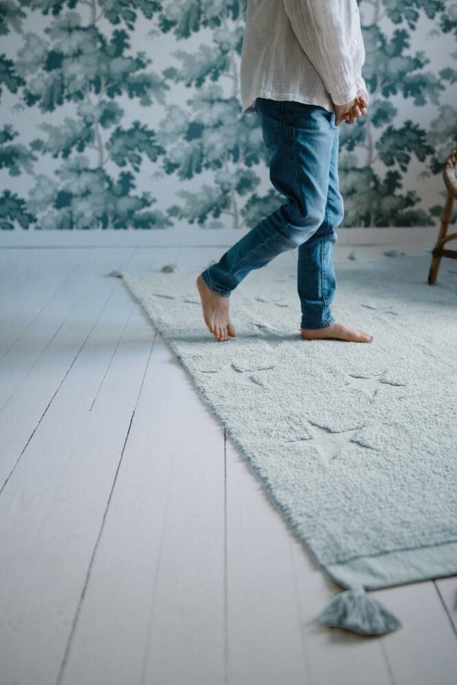 Lorena Canals Wasbaar Vloerkleed Hippy Stars | Aqua Blue Lorena Canals Wasbaar Vloerkleed Hippy Stars | Aqua Blue