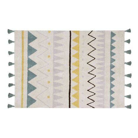 Lorena Canals Wasbaar Vloerkleed Azteca | Natural Vintage Blue Lorena Canals Wasbaar Vloerkleed Azteca | Natural Vintage Blue