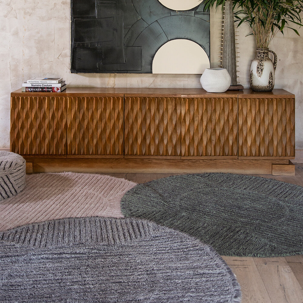 Lorena Canals Wasbaar Wollen Vloerkleed | Black Tea 160 × 160 cm