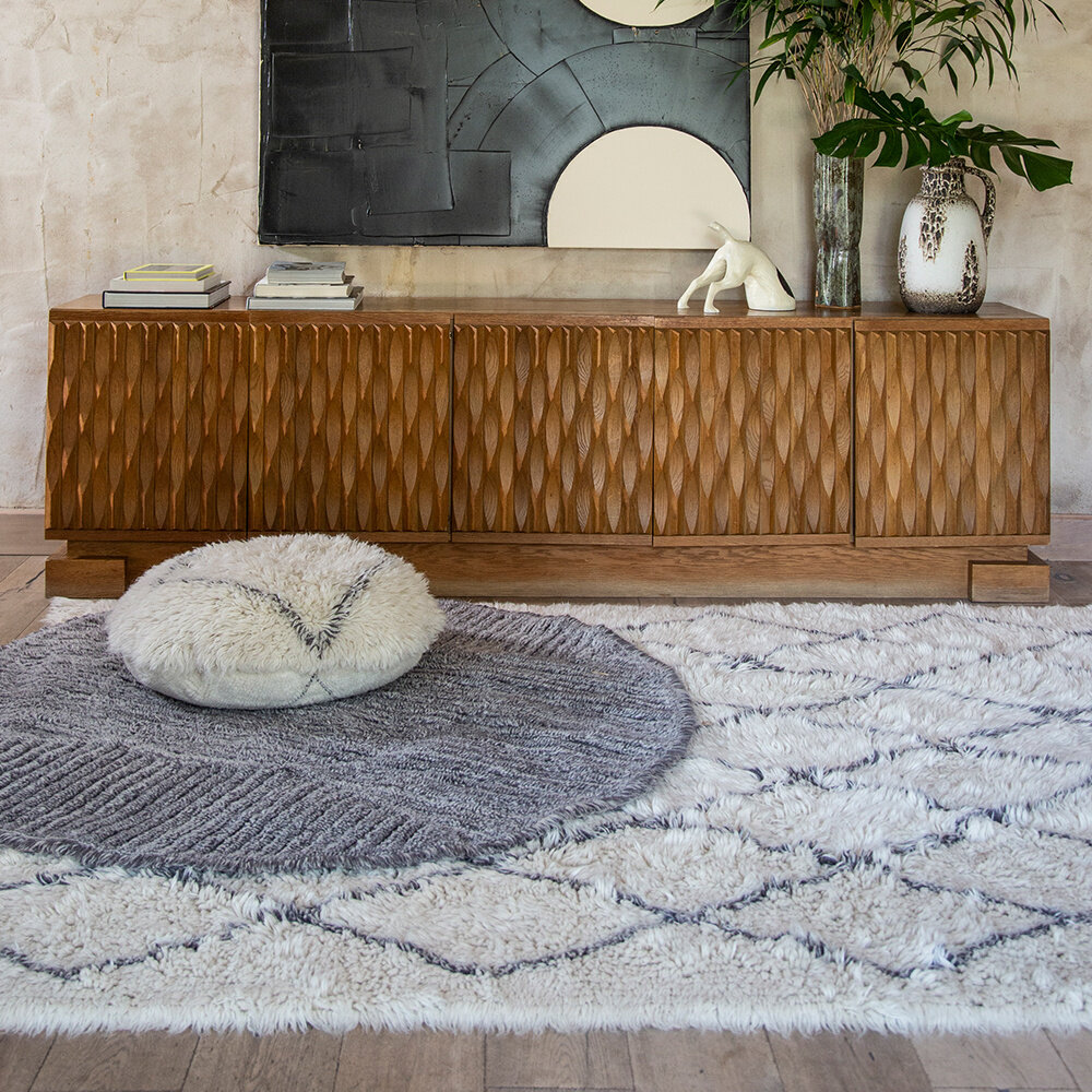 Lorena Canals Wasbaar Wollen Vloerkleed | Black Tea 160 × 160 cm