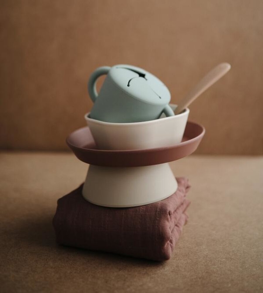 Mushie Siliconen Bord met Zuignap | Cloudy Mauve