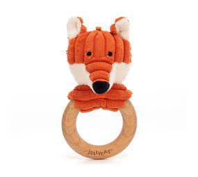 Jellycat Cordy Roy Baby Fox met Houten Ring Jellycat Cordy Roy Baby Fox met Houten Ring