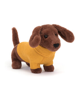 Jellycat Knuffel Sweater Sausage Dog Yellow