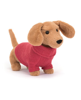 Jellycat Knuffel Sweater Sausage Dog Pink