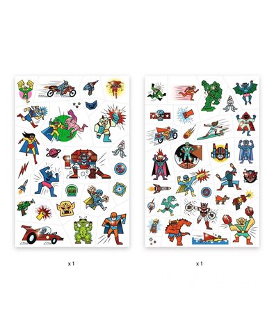 Djeco Tattoo's Helden versus Schurken Heroes vs Villians