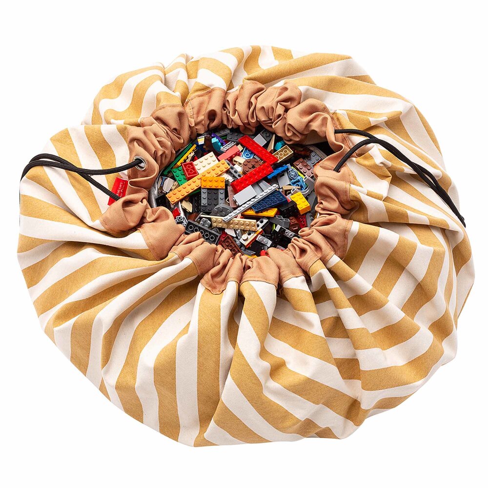 Play & Go Opbergzak | Mustard Stripes Play & Go Opbergzak | Mustard Stripes