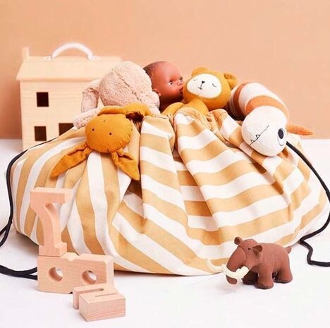 Play & Go Opbergzak | Mustard Stripes Play & Go Opbergzak | Mustard Stripes
