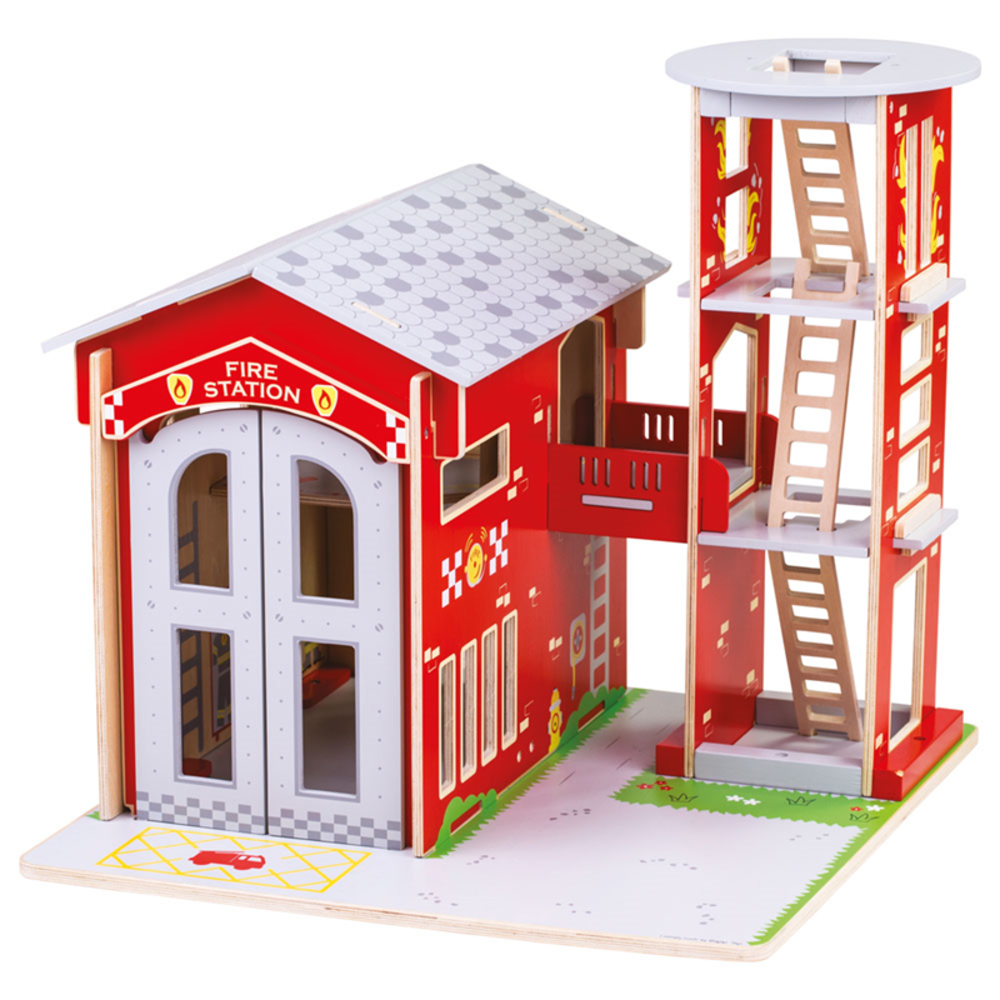 Bigjigs Toys Houten Brandweerkazerne Bigjigs Toys Houten Brandweerkazerne