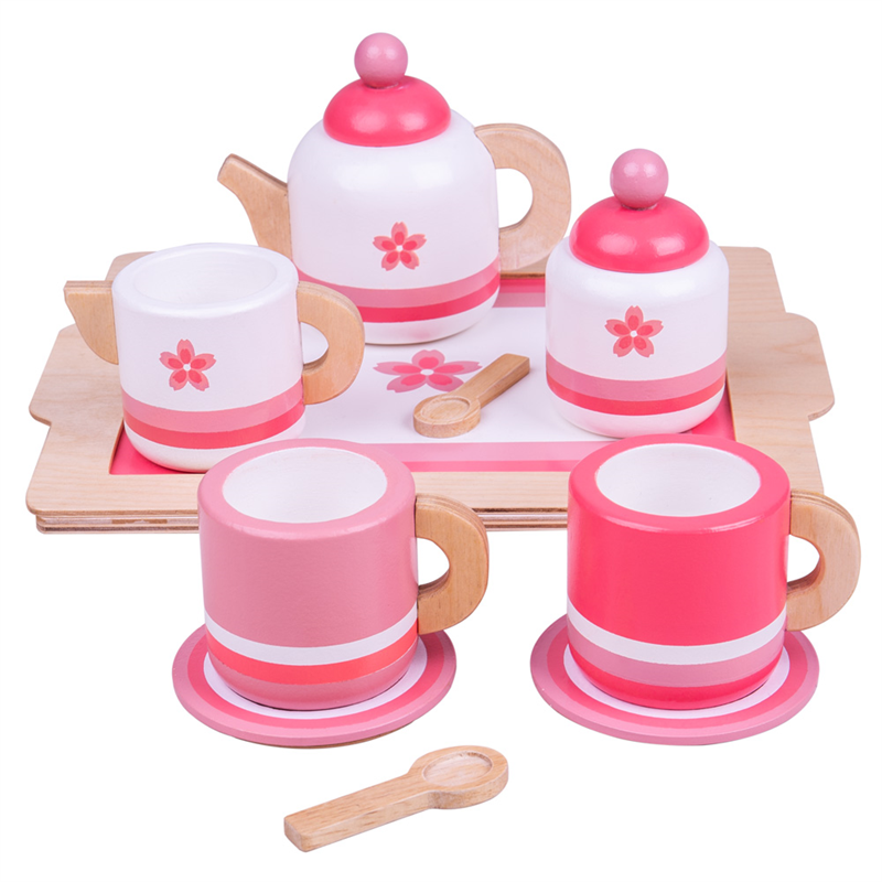 Houten Thee Set Roze afbeelding