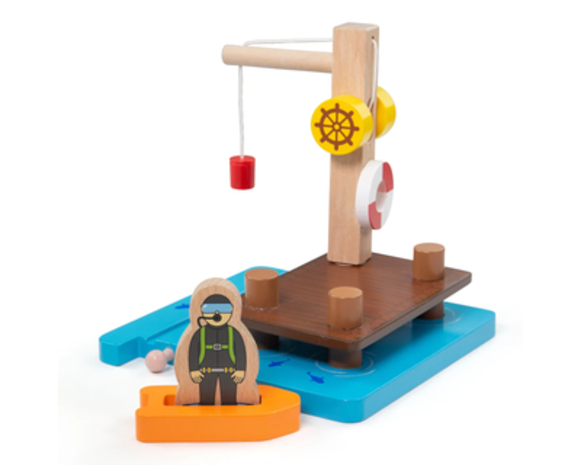 Bigjigs Toys Houten Trein | Kraandok met Duiker Bigjigs Toys Houten Trein | Kraandok met Duiker