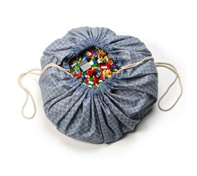 Play & Go Opbergzak Organic | Grid Blue Play & Go Opbergzak Organic | Grid Blue