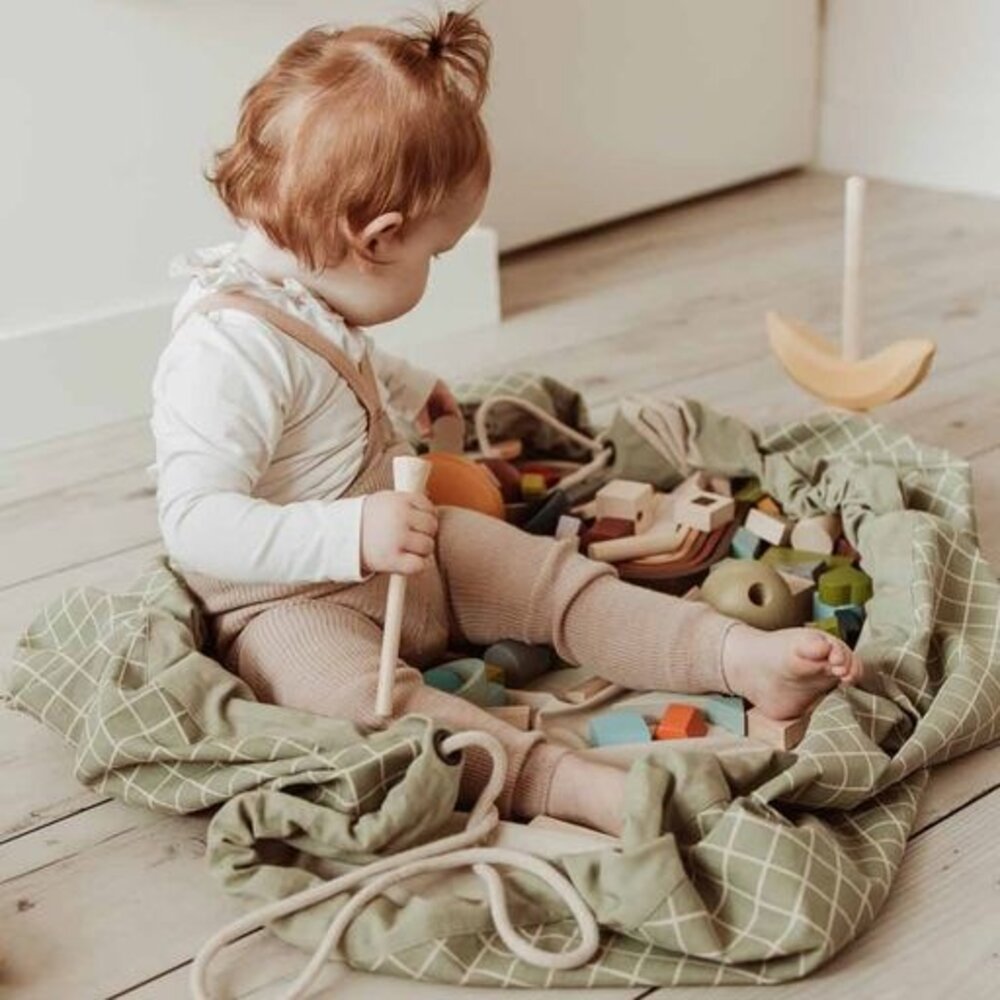 Play & Go Opbergzak Organic | Grid Green Play & Go Opbergzak Organic | Grid Green