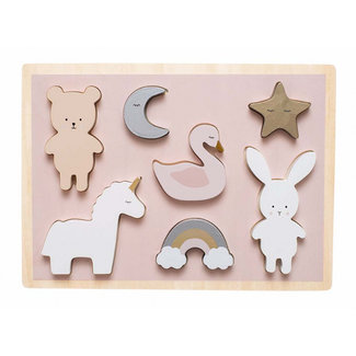 Jabadabado Houten puzzel Teddy & Bunny (9 stukjes)