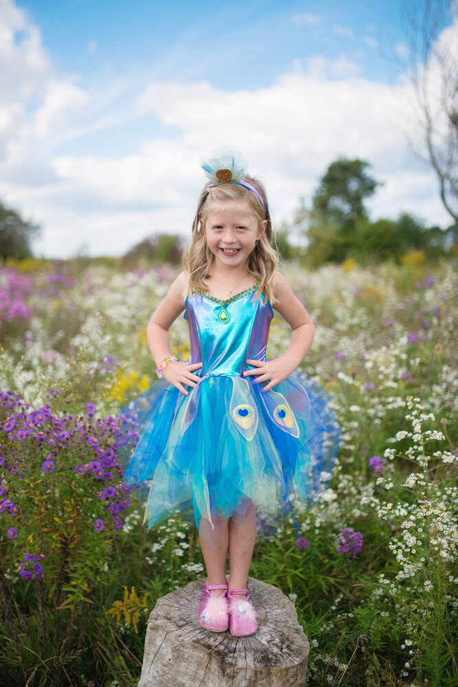 Great Pretenders Jurk Pauw met haarband 5-6 jaar