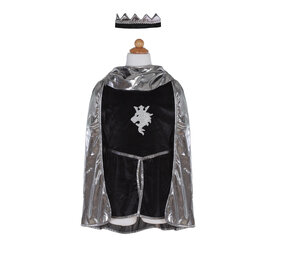 Great Pretenders Set Ridder met tuniek, cape en kroon Zilver Great Pretenders Set Ridder met tuniek, cape en kroon Zilver
