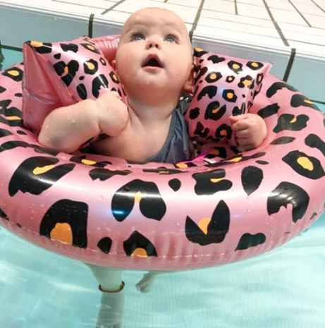 Swim Essentials Baby Float 0 1 jaar Rose Gouden Panterprint Speelgoedwinkel Lazy Lama