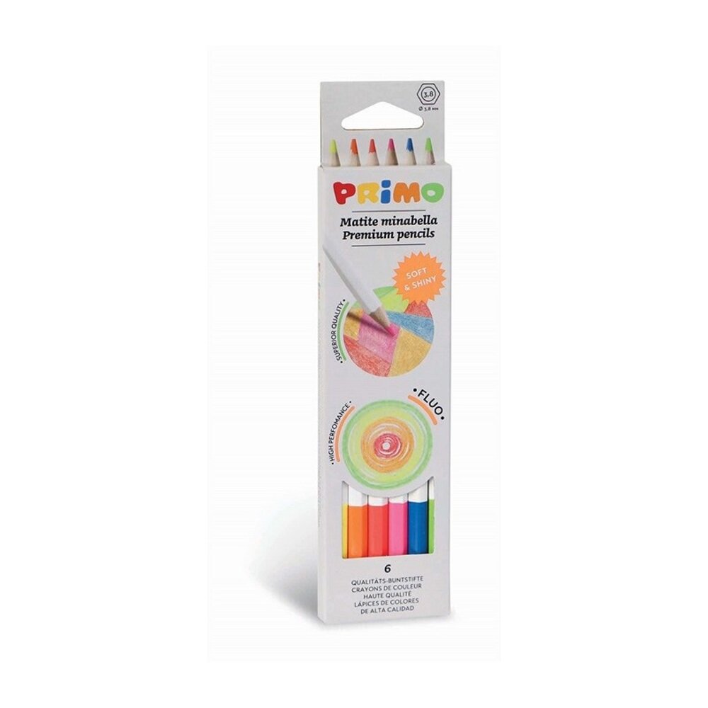 Primo Kleurpotloden Minabella Fluor 6 stuks Primo Kleurpotloden Minabella Fluor 6 stuks