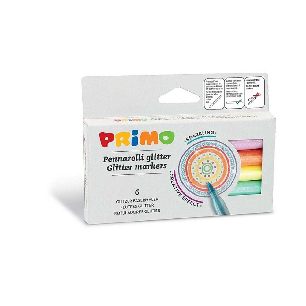 Primo Viltstiften Glitter 6 stuks Primo Viltstiften Glitter 6 stuks