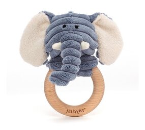 Jellycat Cordy Roy Baby Elephant met Houten Ring Jellycat Cordy Roy Baby Elephant met Houten Ring
