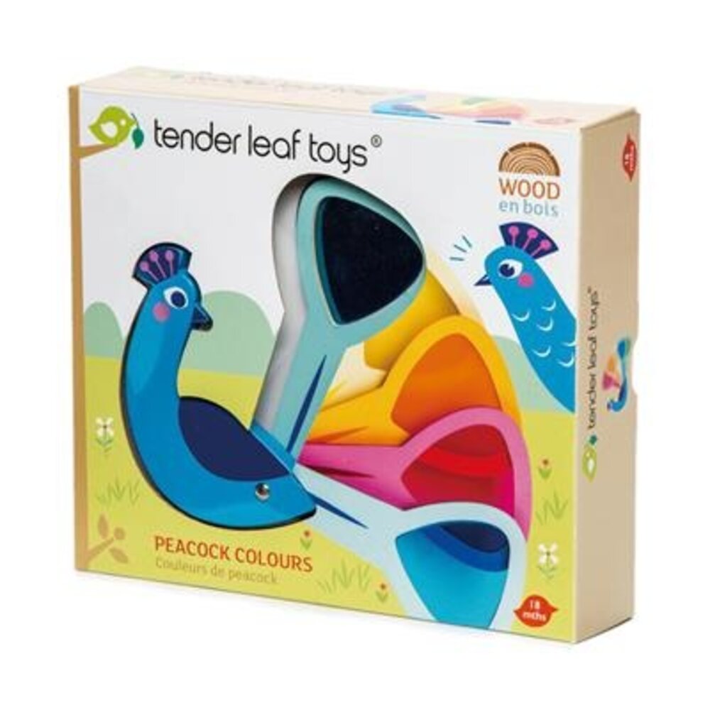 Tender Leaf Toys Houten Pauw met Kleuren Tender Leaf Toys Houten Pauw met Kleuren