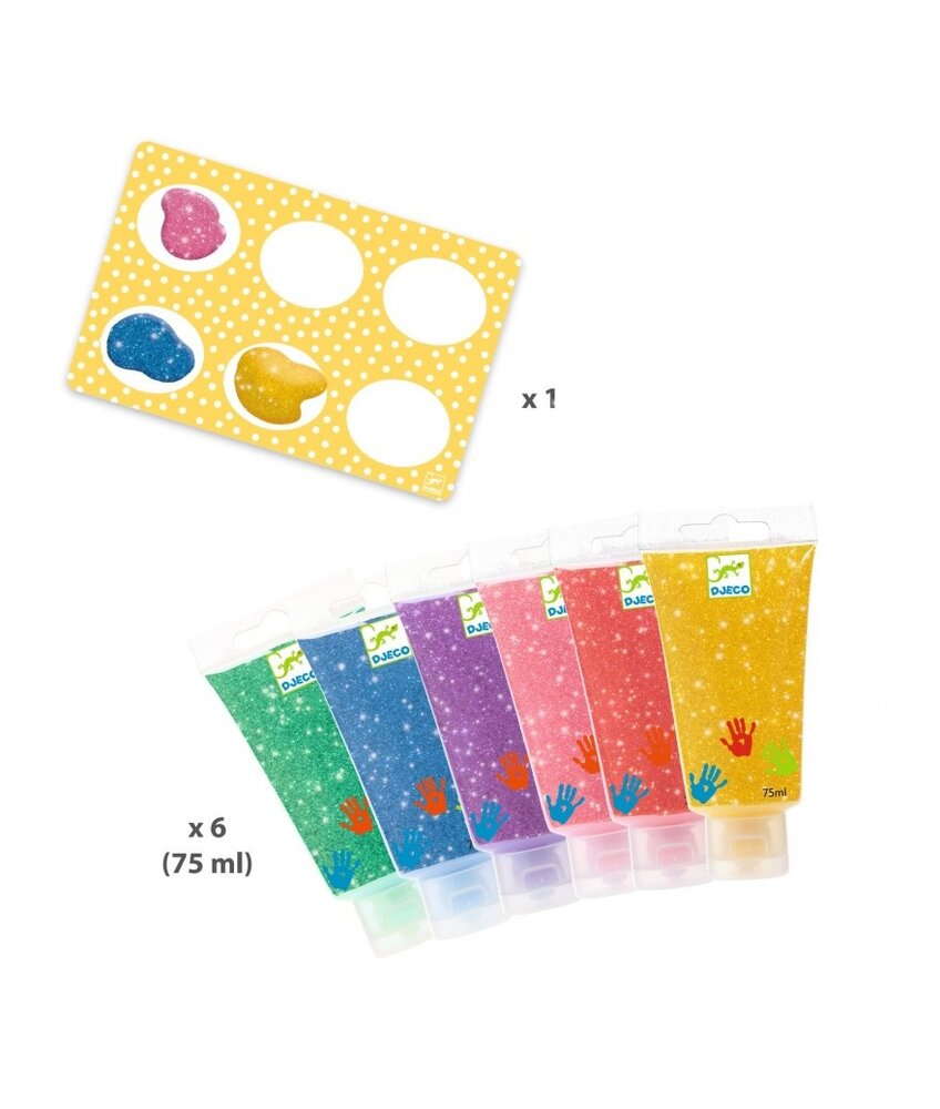 Djeco Vingerverf Glitter | 6 tubes Djeco Vingerverf Glitter | 6 tubes