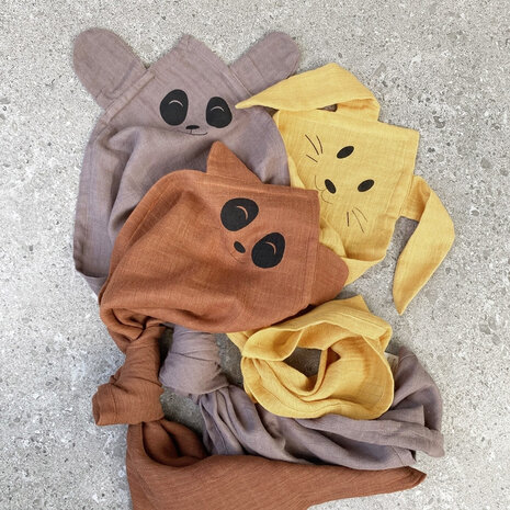 nuuroo Bjørk hydrofiele knuffeldoek Caramel cafe 70x70 - 2 pack