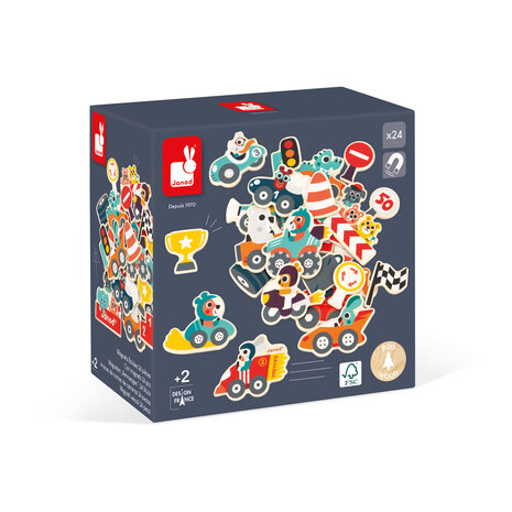Janod Magneten Auto's 24 stuks